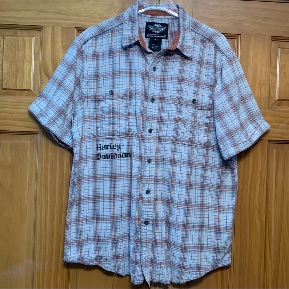 Harley Davidson Plaid Flannel Shirt Size Large